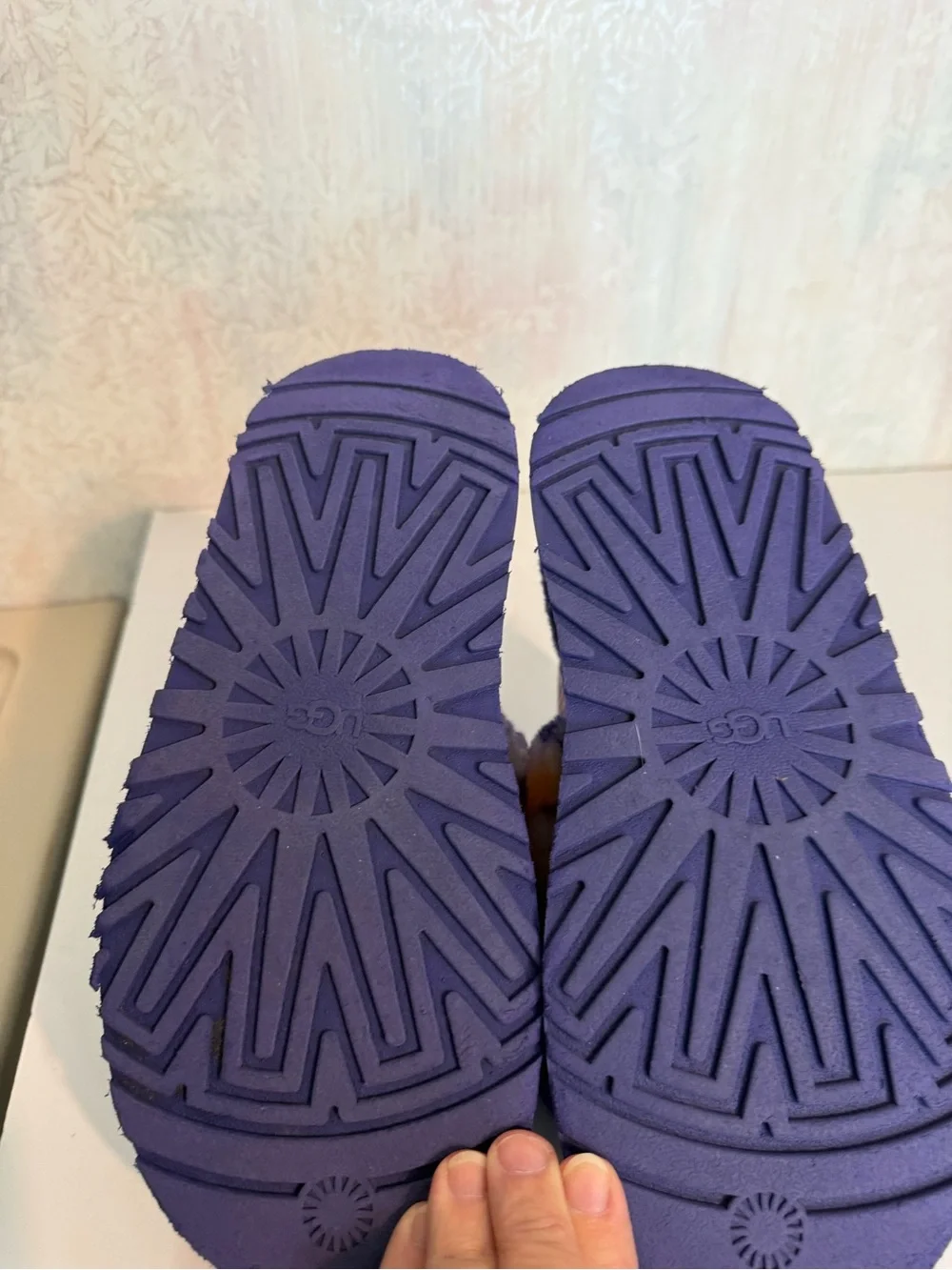 UGG Women's Platform Disco Marble Shearling Slide Sandal Violet Night, Comfy 7